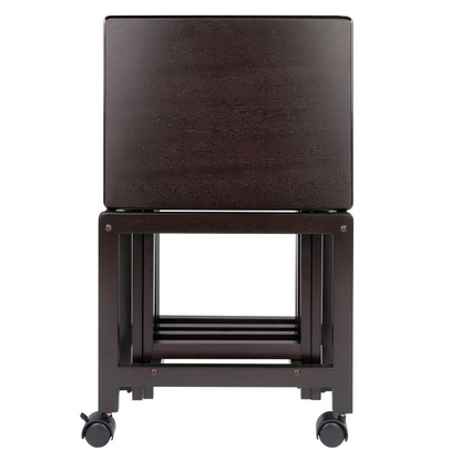 Allen 5-Pc Snack Table Set by Start2Finish, coffee-colored furniture with five matching tables for casual use and entertainment.