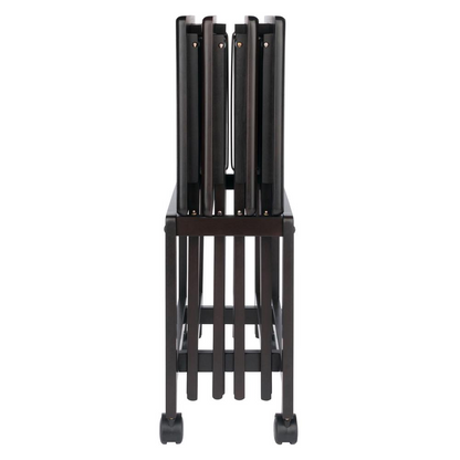 Allen 5-piece snack table set by Start2Finish featuring small coffee tables with dark wood finish and modern design.