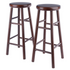 Shelby 2-piece swivel seat bar stool set by Start2Finish with walnut finish, showcasing modern furniture with rounded seats and sturdy bases.