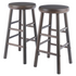 Shelby 2-piece swivel counter stool set in oyster gray with cushioned seats and metal bases, ideal for kitchen or bar area.