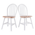 Start2Finish Windsor 2-Pc chair set with natural wood finish and white seats, modern dining chairs with curved backs.