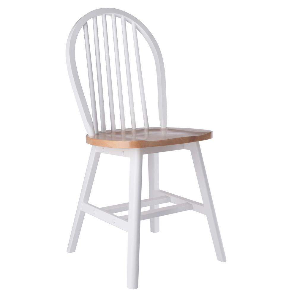 Start2Finish Windsor 2-piece chair set with natural and white wooden chairs, showcasing their classic design and sturdy construction.