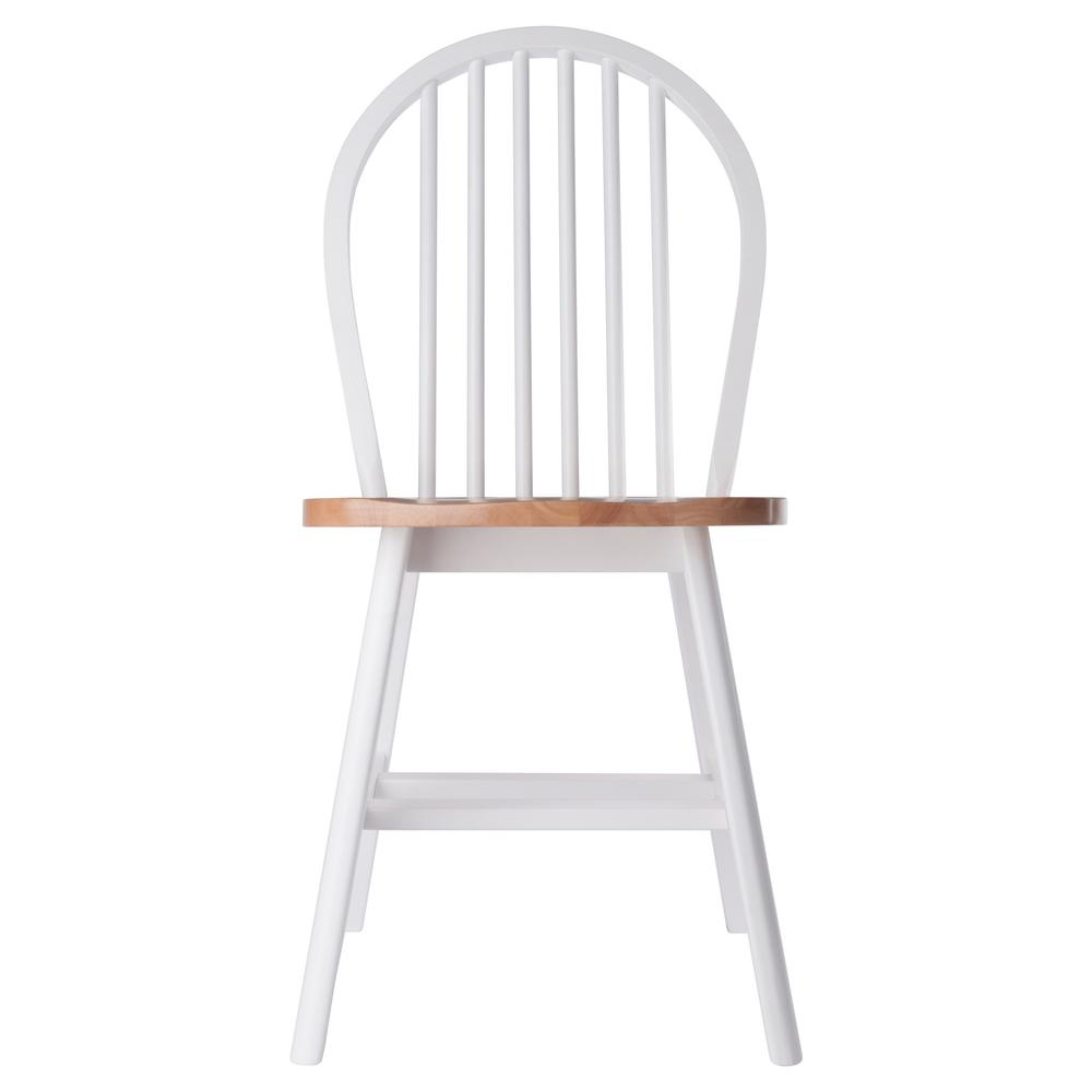 Start2Finish Windsor 2-Pc Chair Set with natural wood and white finish, featuring two stylish chairs with curved backs and cushioned seats.