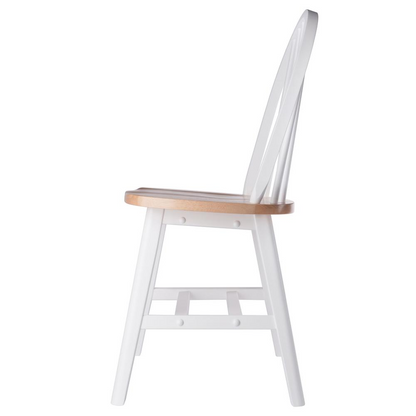 Windsor 2-piece chair set by Start2Finish with natural wood finish and white painted seats, showcasing classic design and sturdy construction.