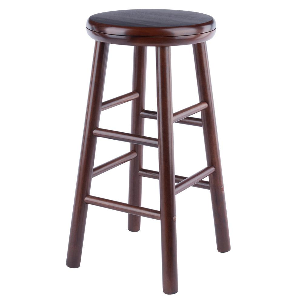 Shelby 2-piece swivel seat counter stool set by Start2Finish featuring walnut finish and modern design, shown with round seats and metal bases.