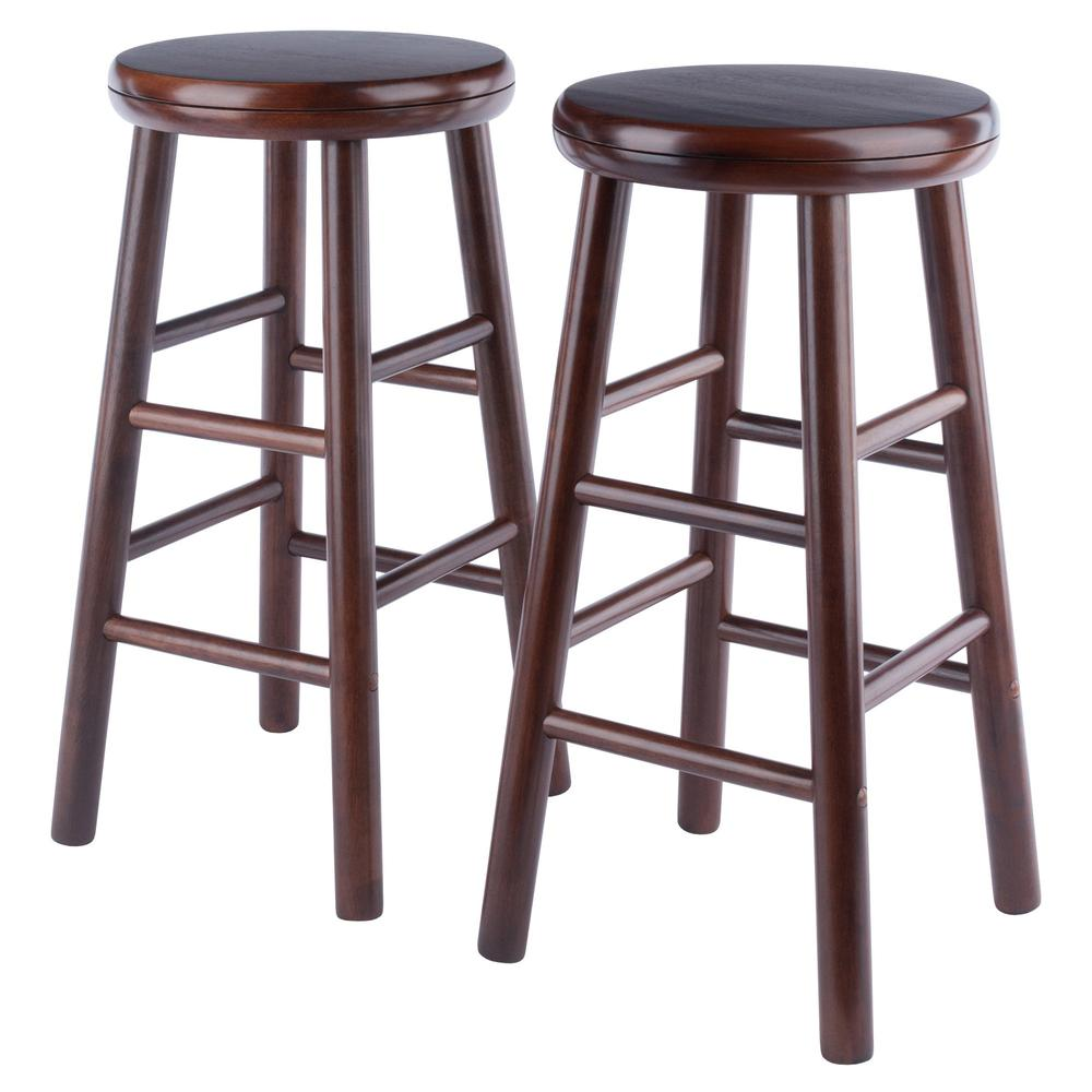 Shelby 2-piece walnut swivel seat counter stool set by Start2Finish, featuring modern design and comfortable seating.
