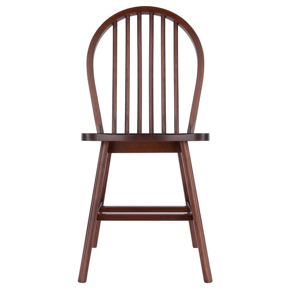 Start2Finish Windsor 2-piece walnut chair set showing two stylish wooden chairs with curved backs and natural wood finish.