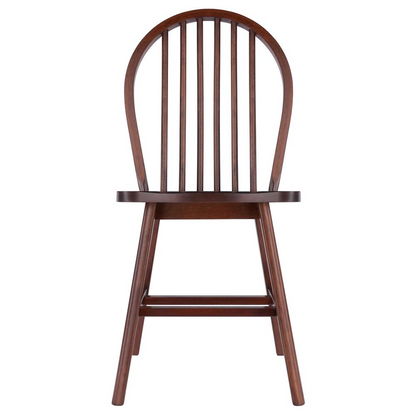 Start2Finish Windsor 2-piece walnut chair set showing two stylish wooden chairs with curved backs and natural wood finish.