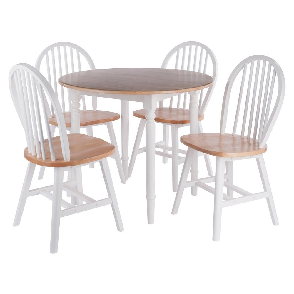 Start2Finish Sorella 5-piece drop leaf dining table with Windsor chairs, natural wood and white finish, elegant furniture set