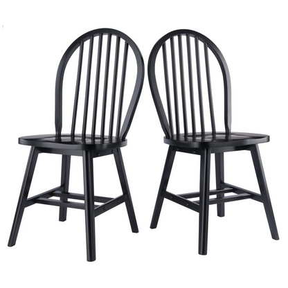 Black Windsor 2-piece chair set by Start2Finish featuring classic wooden design with curved backs and sturdy legs.