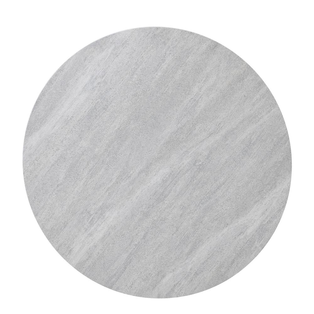 Start2Finish Keyla faux-marble round cocktail table with sleek metal legs, modern design, and smooth marble finish.