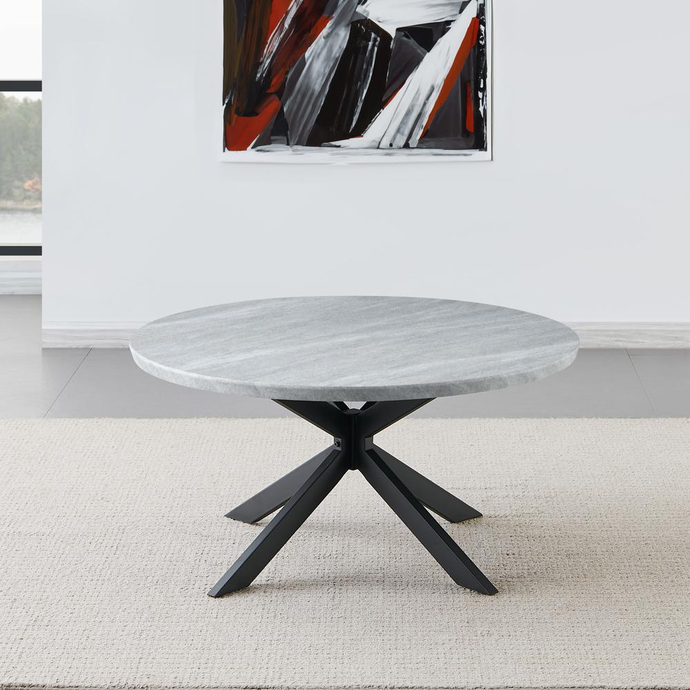 Start2Finish Keyla faux-marble round cocktail table with sleek design and sturdy metal base, ideal for modern living rooms.