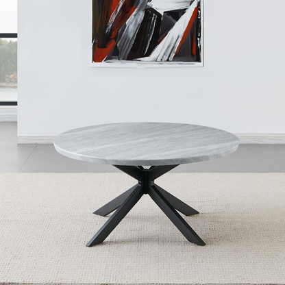 Start2Finish Keyla faux-marble round cocktail table with sleek design and sturdy metal base, ideal for modern living rooms.