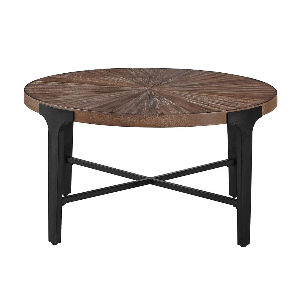 Start2Finish Chevron Round Cocktail Table with a sleek, modern design featuring a chevron pattern tabletop and sturdy base.