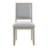 Gray Carena Side Chair by Start2Finish with a sleek modern design and wooden legs, shown from a front angle.