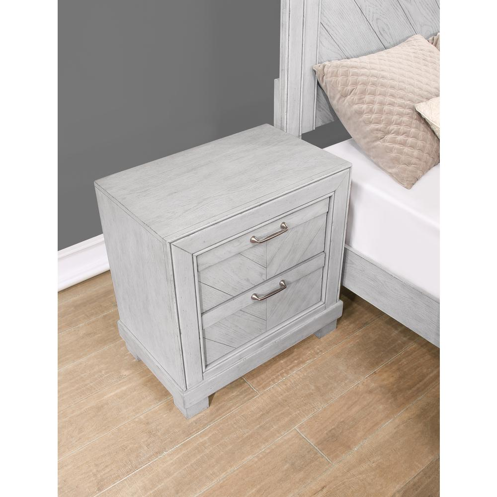 Gray Montana nightstand by Start2Finish with a modern design, featuring a drawer and open shelf for bedside storage.