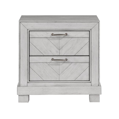 Gray Montana Nightstand by Start2Finish featuring a modern design with a single drawer and open shelf for bedroom storage.