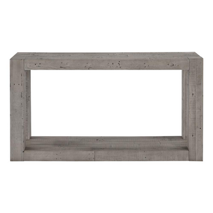 Start2Finish Pinedale Sofa Table with wooden finish, featuring a sleek design and spacious surface for living room decor.