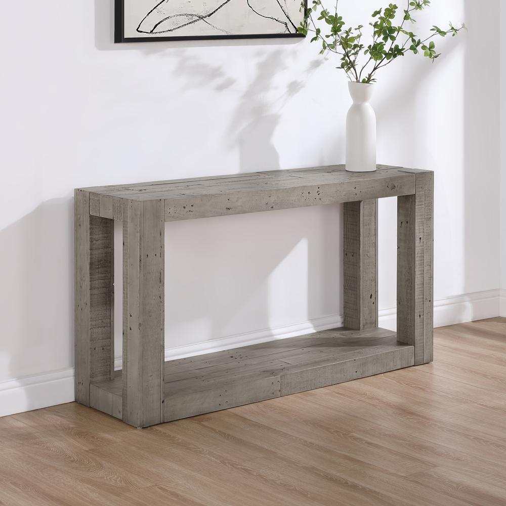 Start2Finish Pinedale Sofa Table with wooden surface and metal legs, ideal for living room or entryway decor.
