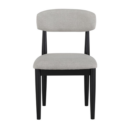 Magnolia upholstered side chair by Start2Finish in black with a cushioned seat and stylish wooden legs.