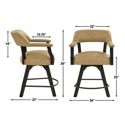 Start2Finish Rylie 24-inch black counter captains chair with sand vegan leather, featuring a sleek modern design and sturdy build.
