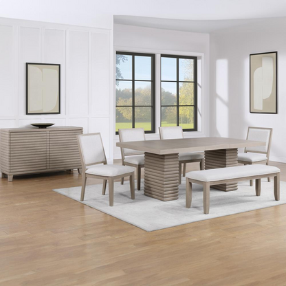 Start2Finish Lily dining bench with wooden legs and upholstered seat, ideal for modern kitchen or dining room seating.