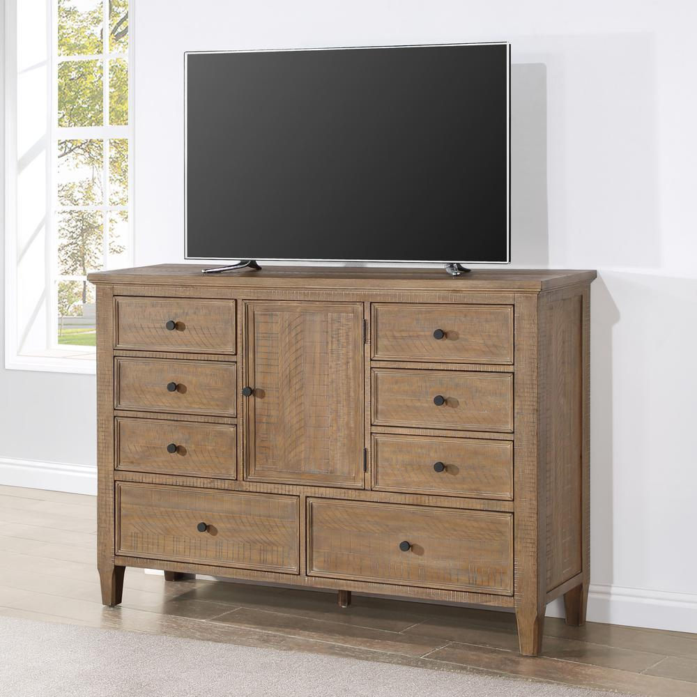 Riverdale dresser by Start2Finish with multiple drawers and a modern wood finish, shown from a front view.