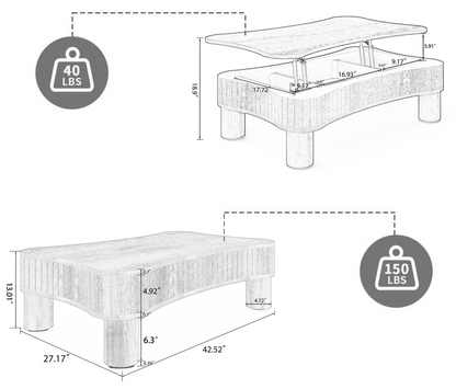 Light brown MDF and black metal coffee table with lift-top storage, ideal for living room furniture by Start2Finish