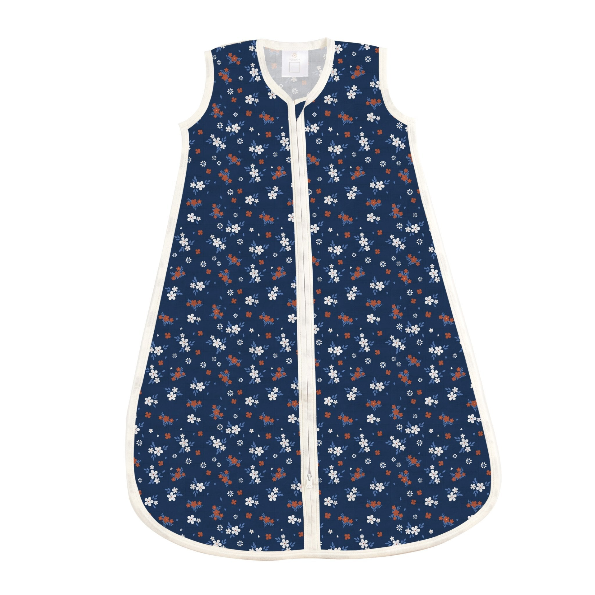 Baby sleeping peacefully in a Serenity Floral Bamboo Sleep Sack by Start2Finish, made of soft, breathable bamboo fabric.