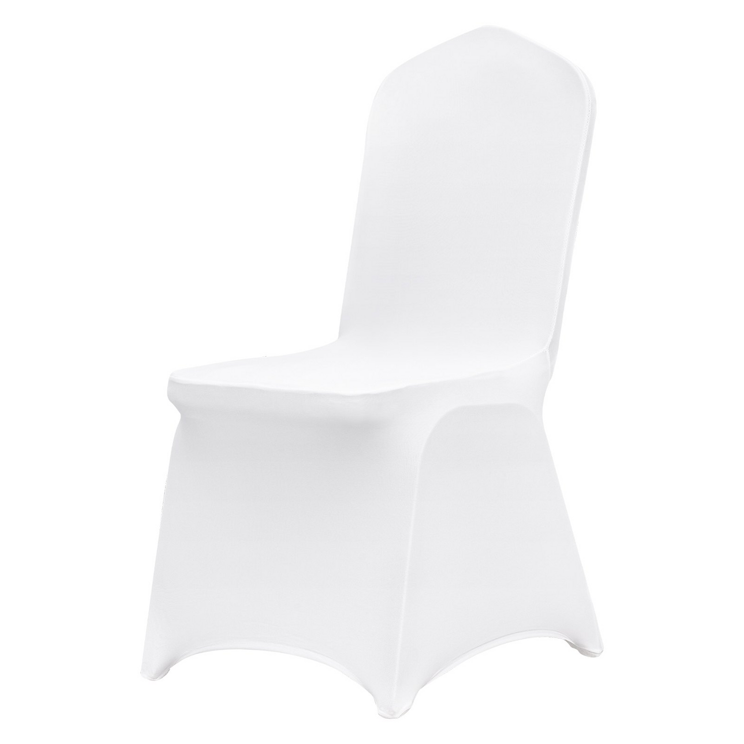 Set of 100 white VEVOR stretch spandex folding chair covers for weddings, parties, and events, featuring a fitted, washable design.