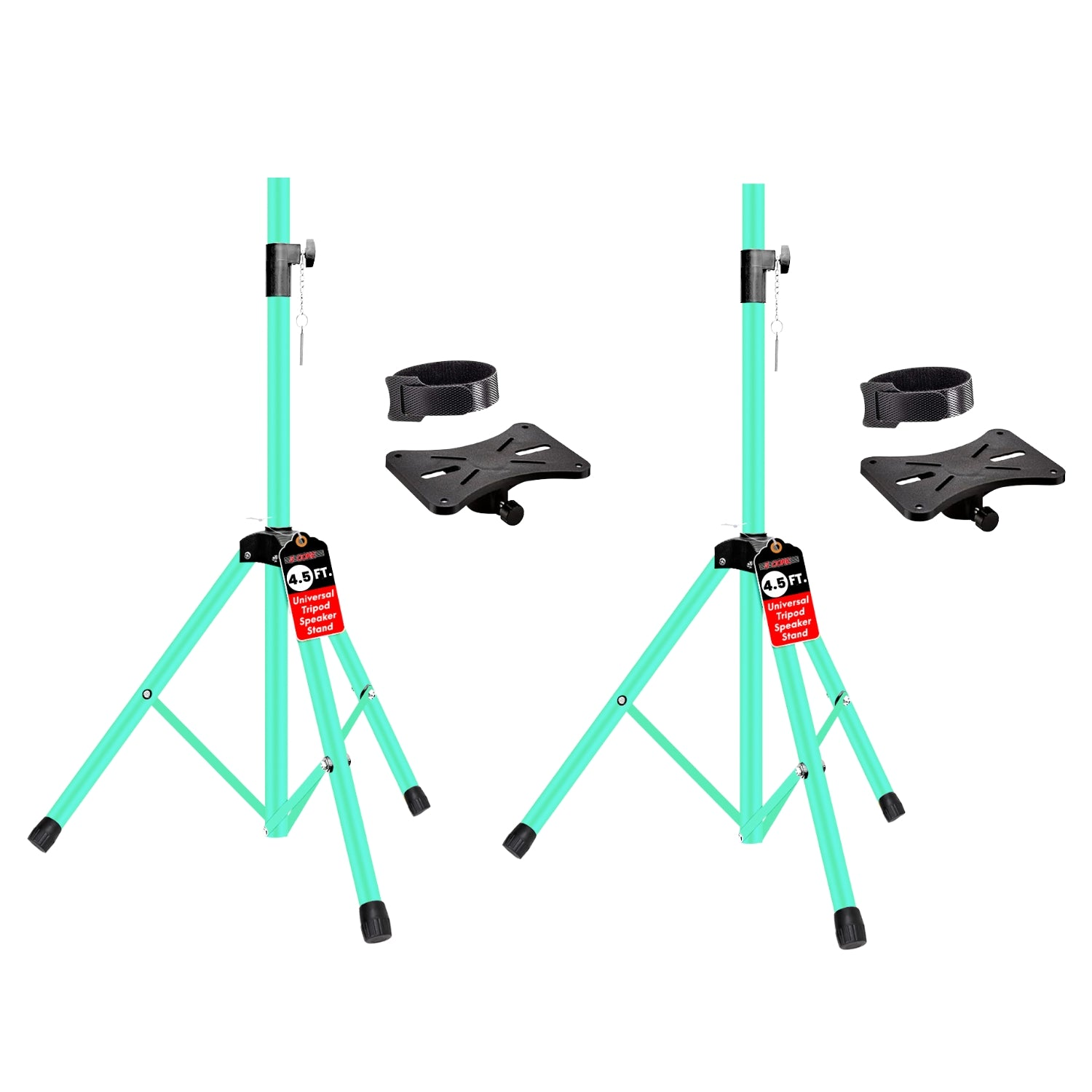 Pair of Start2Finish 54-inch heavy-duty adjustable speaker stands for PA, DJ, and studio monitors with tripod design