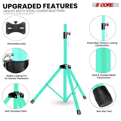 Start2Finish 5-core speaker stand pair with adjustable height, heavy-duty tripod design for PA, DJ, and studio monitor speakers.