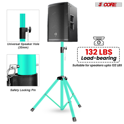Pair of Start2Finish 54-inch adjustable speaker stands for PA, DJ, and studio monitors, featuring heavy-duty tripod design.
