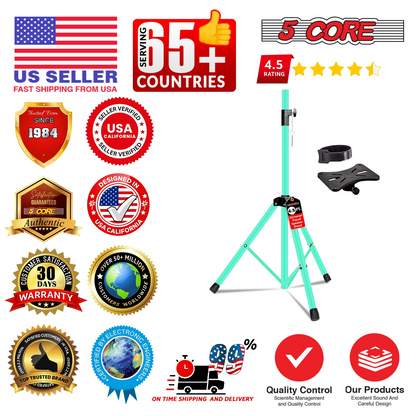 Pair of Start2Finish 54-inch adjustable heavy-duty speaker stands for PA, DJ, and studio monitors, with tripod design and sturdy construction.