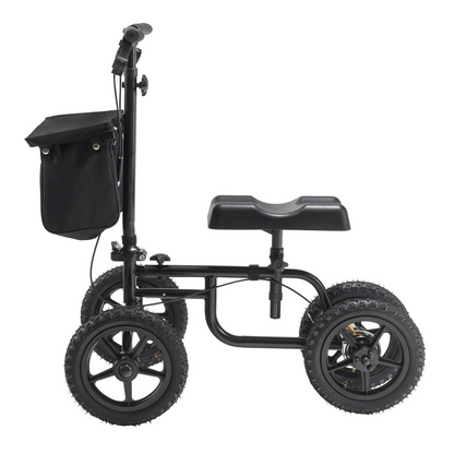 Start2Finish VEVOR folding knee scooter with 12-inch all-terrain wheels, adjustable handlebar, knee pad, and dual brakes for leg recovery