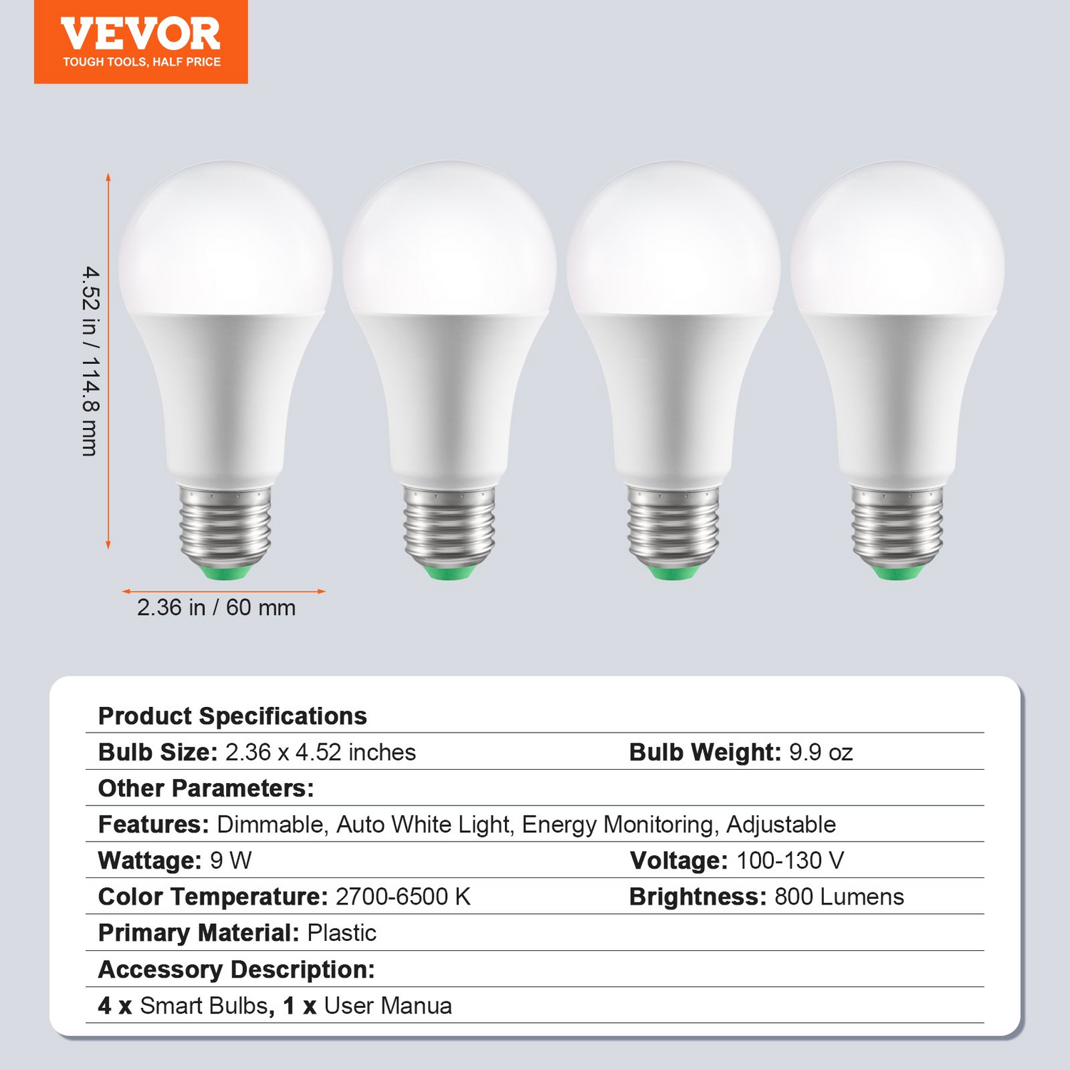 Start2Finish VEVOR smart LED light bulbs, 4-pack, multicolor RGB bulbs with smart control for Alexa, Google, Vera, iOS, Android.