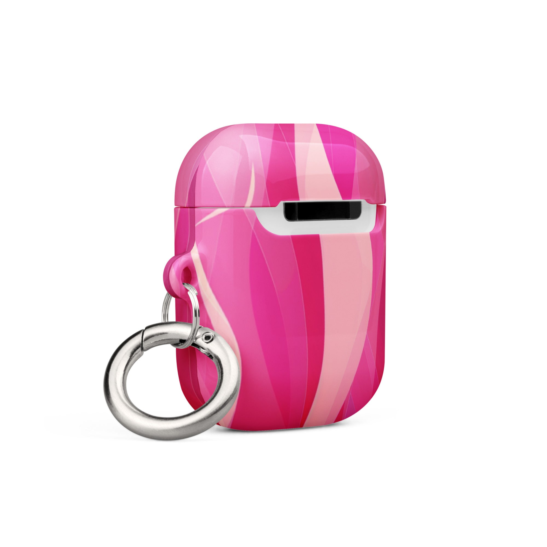 Fuchsia Start2Finish AirPods case with protective cover, designed for charging and portability of Apple wireless earbuds.