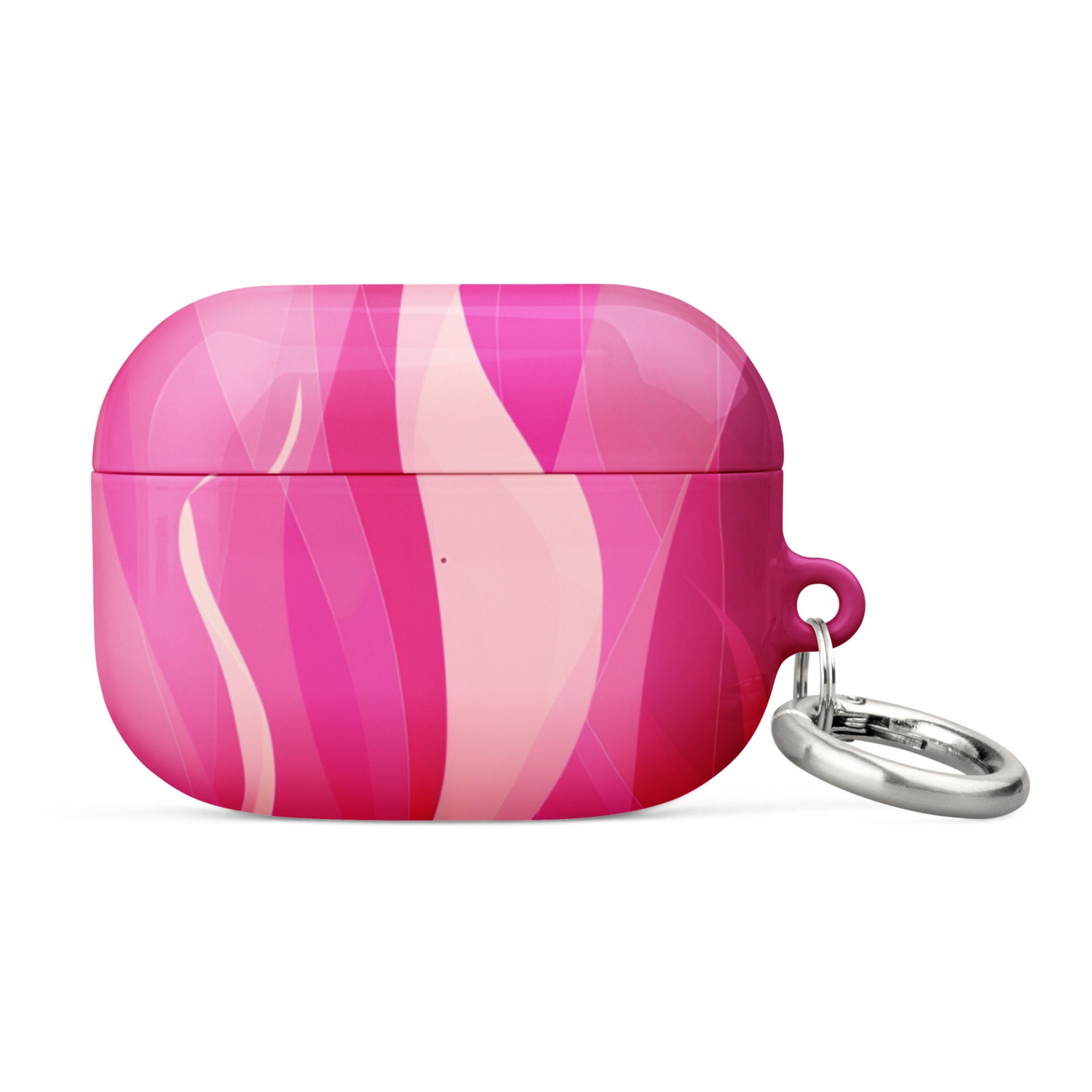 Fuchsia silicone case for AirPods from Start2Finish, showing a vibrant pink protective cover for wireless earbuds.