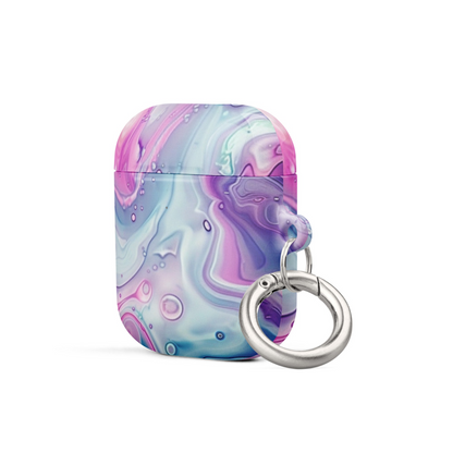 Pastel marble AirPods case by Start2Finish, protective electronics case with a soft pink and white marble design.