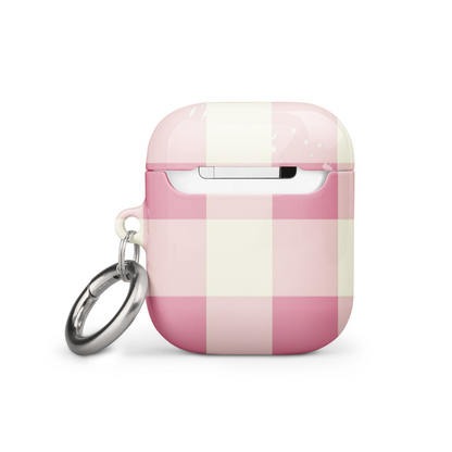 Pink checkered case for AirPods by Start2Finish, featuring a stylish protective cover for wireless earphones.