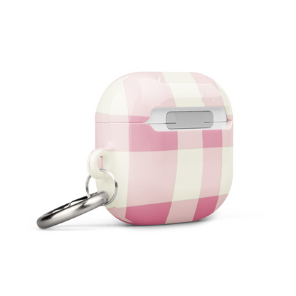 Pink checkered case for AirPods by Start2Finish, featuring a stylish protective cover for wireless earbuds.