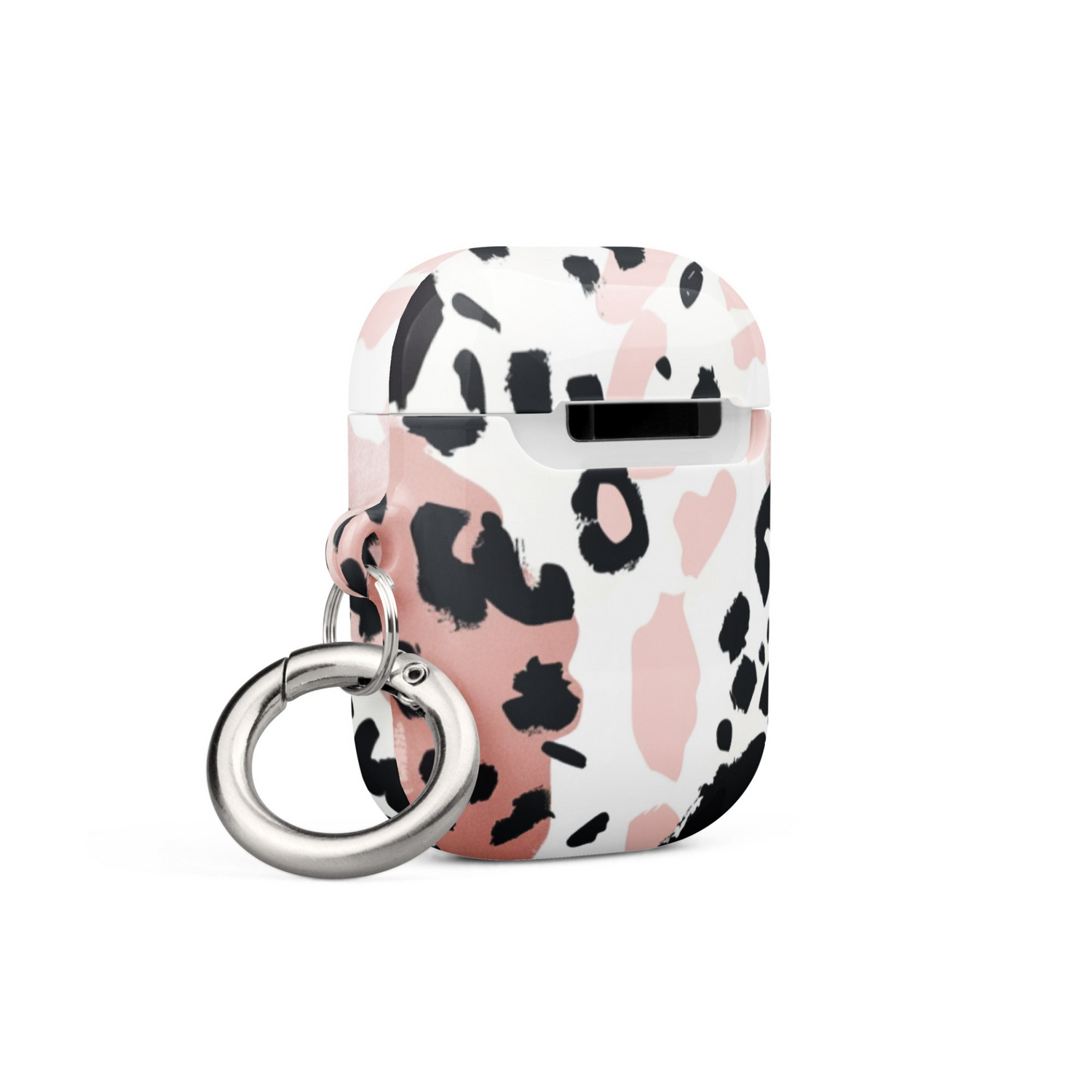 Start2Finish leopard print AirPods case with black and brown spotted pattern, made of durable silicone for electronic accessories.