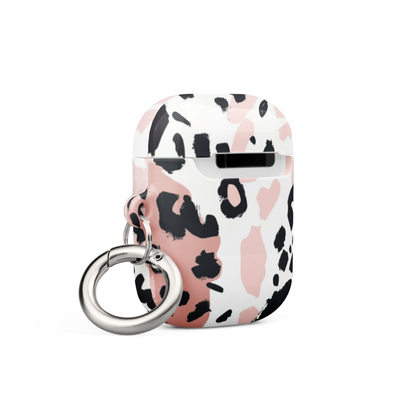 Start2Finish leopard print AirPods case with black and brown spotted pattern, made of durable silicone for electronic accessories.