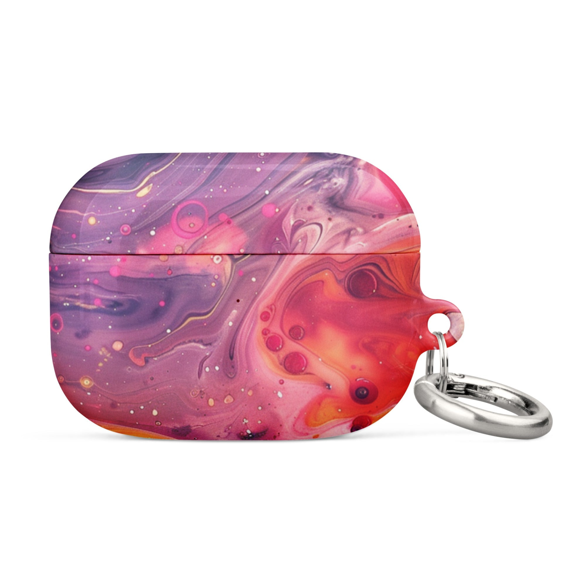 Colorful rainbow swirl case for AirPods by Start2Finish, featuring vibrant, swirling design on a sleek electronic accessory.