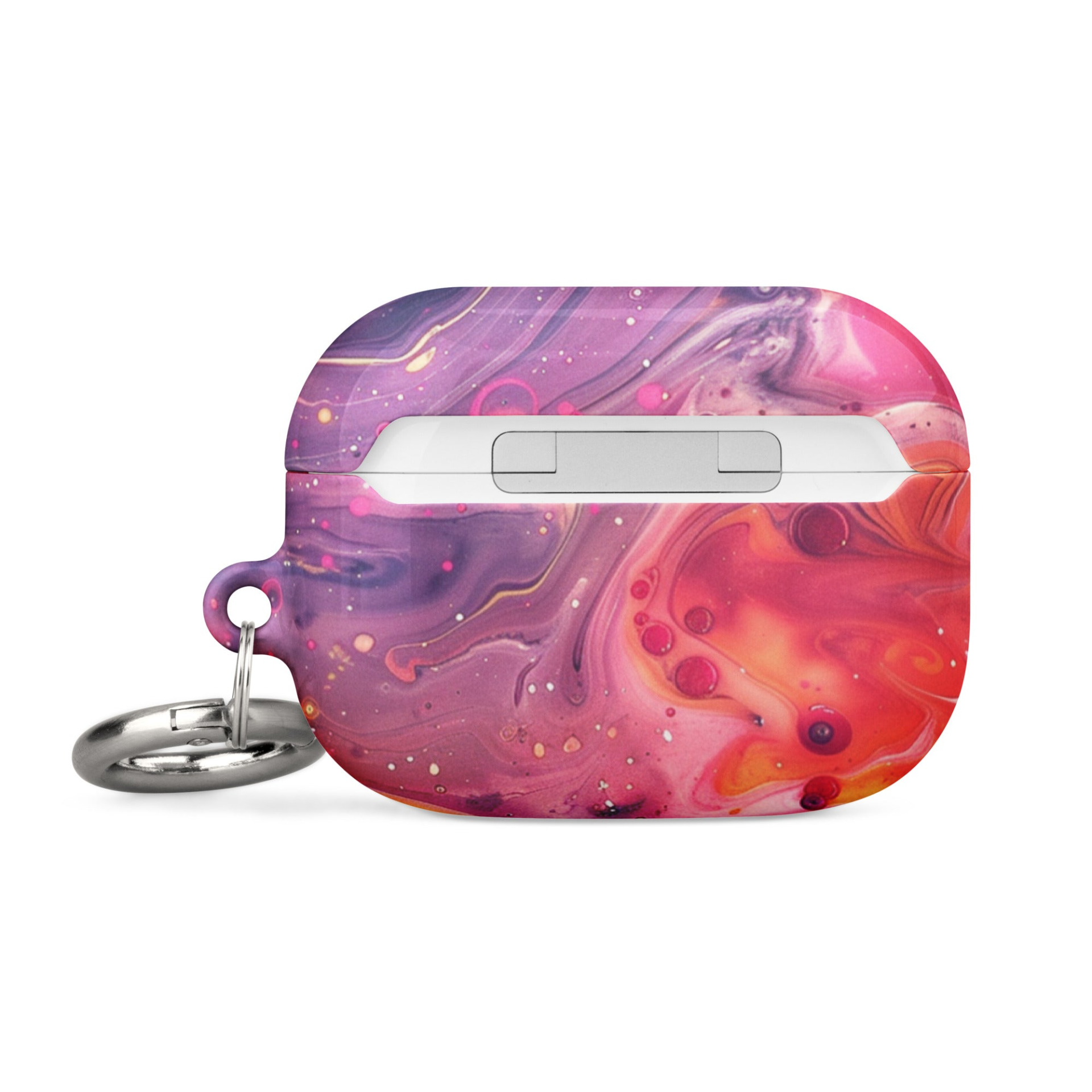 Colorful rainbow swirl case for AirPods by Start2Finish, featuring vibrant, swirling design for a stylish electronic accessory.