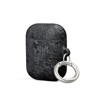 Start2Finish Moon Surface case for AirPods, black protective electronics cover with lunar crater design.