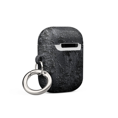 Start2Finish Moon Surface case for AirPods, black protective cover with cratered lunar design, fits AirPods charging case.