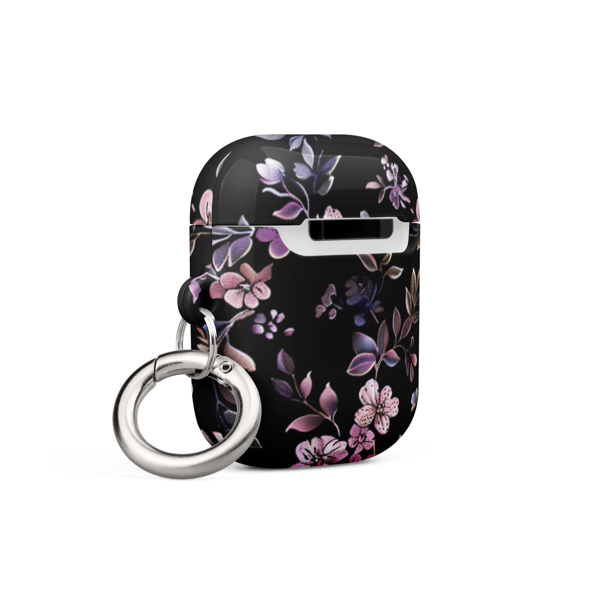 Black floral case for AirPods by Start2Finish, featuring a stylish floral design and protective cover for wireless earbuds.