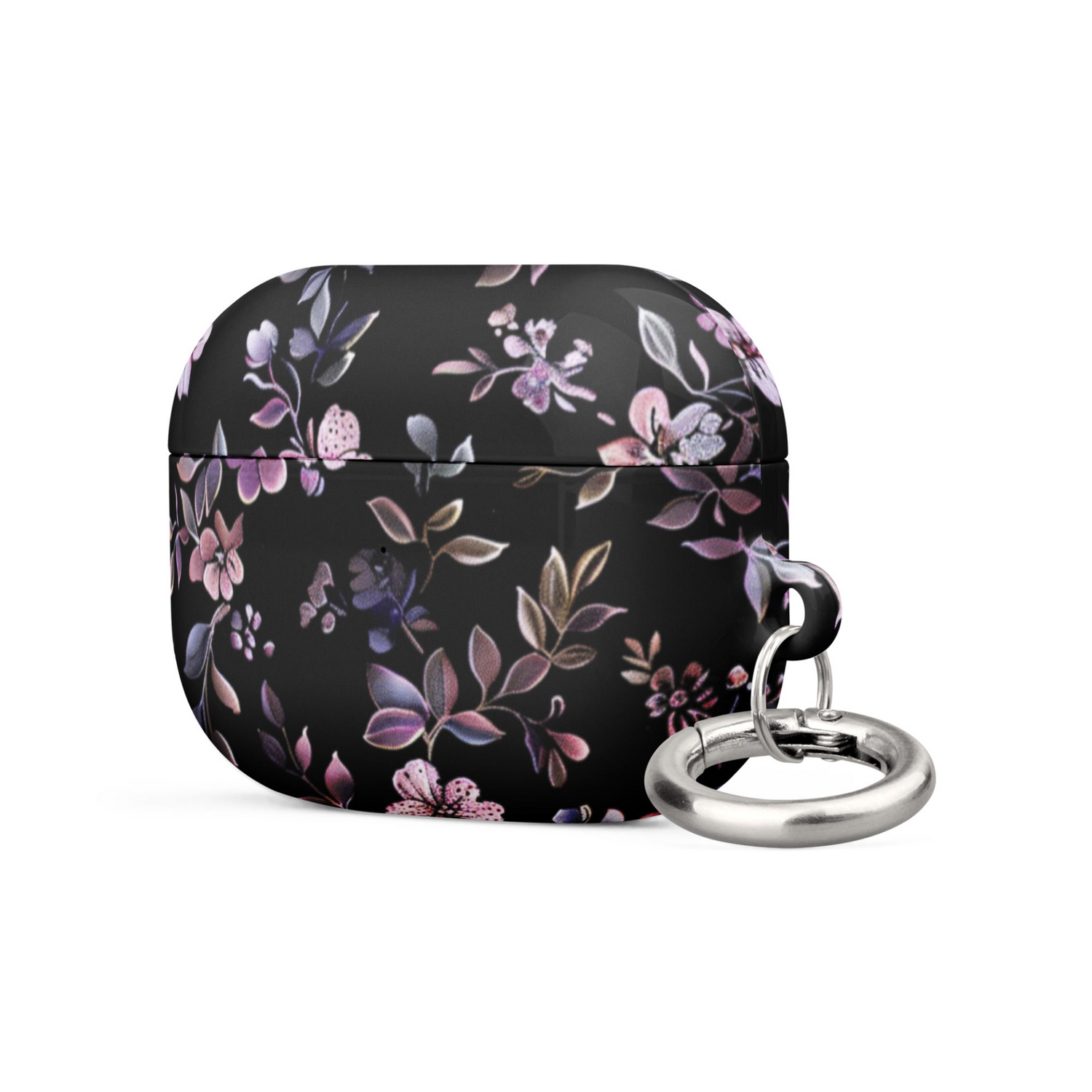 Black floral case for AirPods by Start2Finish, featuring a stylish floral pattern on a sleek protective cover.