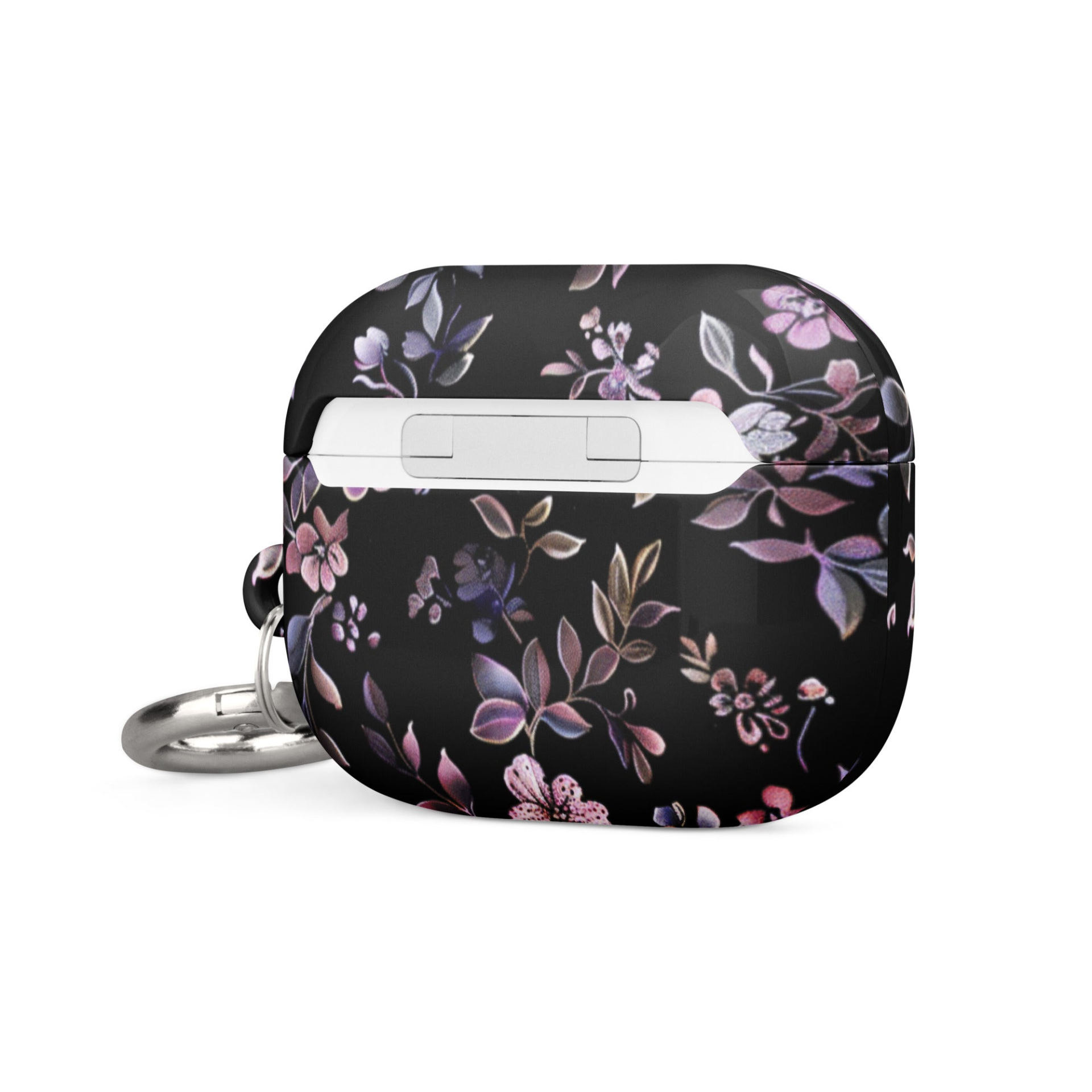 Black floral case for AirPods by Start2Finish, featuring a stylish floral design on a protective electronic accessory.